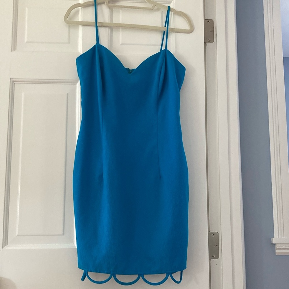 Roberta Bridal Blue Sheath Mini Dress with Sweetheart Neckline ONLY WORN ONCE